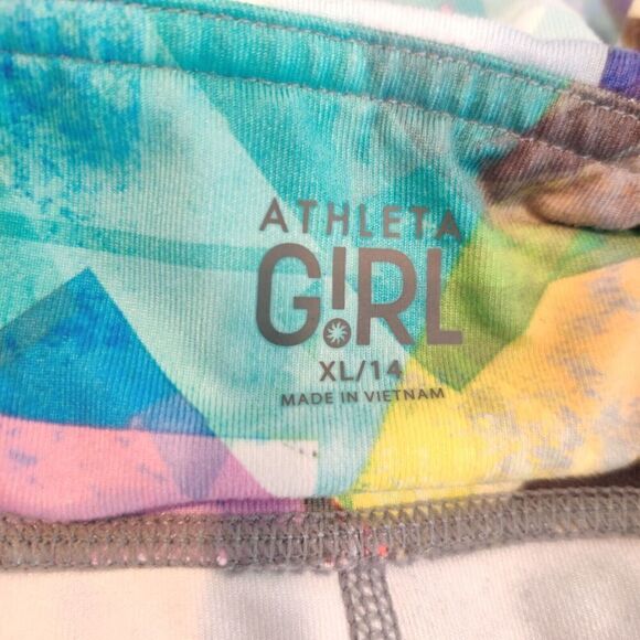 Athleta Girl High Rise Chit Chat Capri Tight Multicolor Geometric - Picture 11 of 11